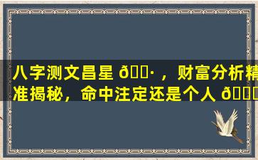 八字测文昌星 🌷 ，财富分析精准揭秘，命中注定还是个人 🐎 努力